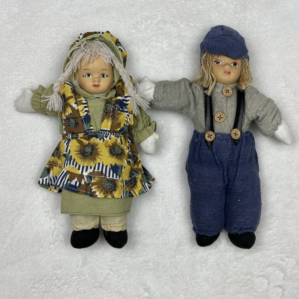 Vintage European porcelain dolls boy and‎ girl Unique handmade 1950's